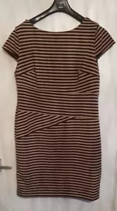 Jersey dress Size 20 With Black and Camel coloured Stripes - Picture 1 of 2