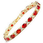 Fashion Red Cubic Zirconia Ruby 18KGP Crystal Link Clasp Women Bangle Bracelet