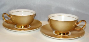 Juego de 2 tazas de té y platillos Kendal Fine Bone China patrón dorado Royal Kendall - Imagen 1 de 17