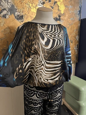 Top Bebe Pequeño Slinky Cuentas Ala de Murciélago Mixto Estampado Animal Hombro Frío Cóctel Foto 1 de 4