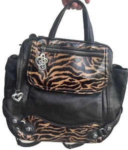 BRIGHTON TIGER STRIPED  BACKPACK  Leather Organizer built in wallet lg. designer - Picture 1 of 23