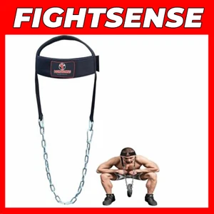 FIGHTSENSE Head Neck Harness Strap Neck Support Weight Lifting With Chain - Picture 1 of 3