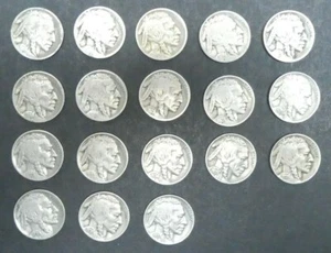 1916 - 1937 5C juego de níquel búfalo cabeza india lote total de 18 monedas - Imagen 1 de 10