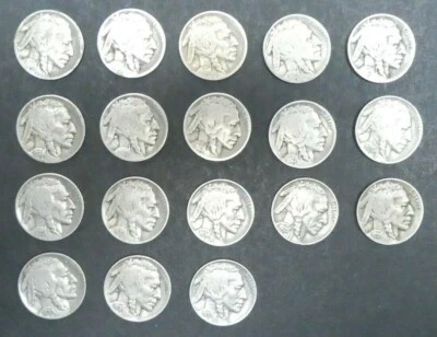 Lote de 18 monedas de níquel búfalo cabeza india 1916-1937 5C total Foto 1 de 4