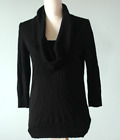 Talbots 100% Merino Wool Black Cowl Neck Sweater Pullover 3/4 Sleeve Size XS Pet