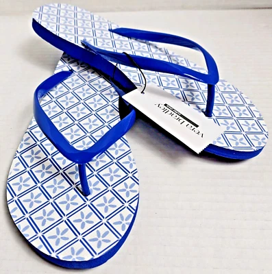 Vera Bradley Flip Flops Size 7/8 (M) in Etched Floral Pool Blue - Image 1 of 4