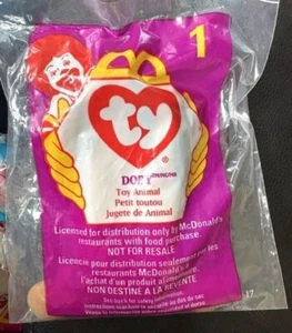 1998 McDonalds: Ty Teenie Beanie Babies #1 Doby The Doberman nuovo con scatola - Foto 1 di 1