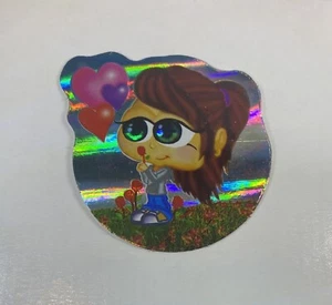 Vtg Refractor Girl With Hearts & Flowers Sticker 2.5” X 3” - Picture 1 of 2