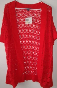Womans XL Cardigan Short sleeve Cotton crocheted lace looking NEW - Picture 1 of 4