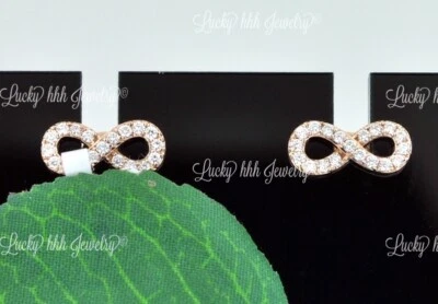 14k Solid Rose Gold Natural  Diamond Infiniti Stud Earring 1/4 ct  - Image 1 of 4