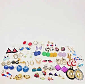 Vintage Ohrringe Konvolut Piercing Modeschmuck gemischt Baumeln Knopf Tropfen Creolen 40 - Bild 1 von 24