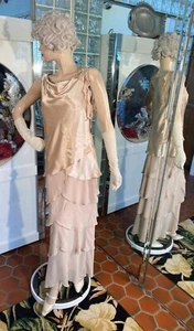 PATRA Beige Tiered Ruffle Gown Drop waist NWT Size 10 - Picture 1 of 10