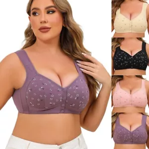 Plus Size Bras for Older Women Bra Comfortable Convenient Front Button Fashion - Picture 1 of 16
