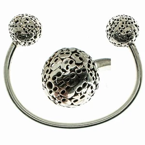 Totenkopf Kugel 925 Sterling Silber Armreif/Torc/Torque Gothic Biker Skelett Kopf. - Bild 1 von 4
