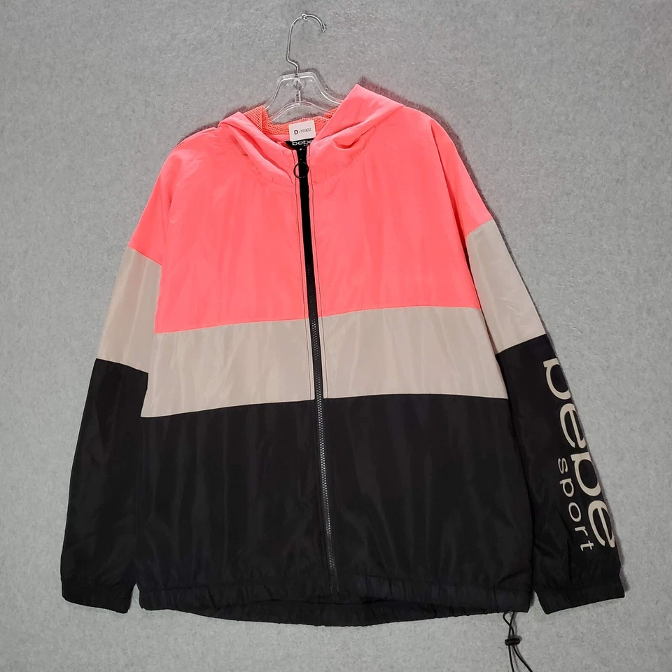 Chaqueta cortavientos Bebe Sport para mujer grande rosa colorblock cremallera completa Foto 1 de 4