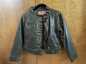 Teen Charcoal Grey Faux Leather jacket By Dollhouse. Cute. Cool. Rock. - Picture 1 of 12