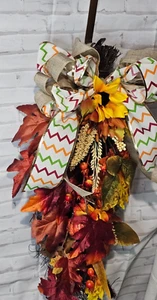 Autumn Harvest Fall Leaves & berries Swag Wreath Door Wall Home Decor - Picture 1 of 5