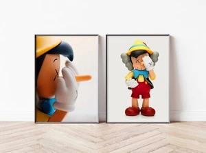 Set of 2 Kaws X Pinoc Art Pieces Canvas wall art home decor Gallery - Picture 1 of 5