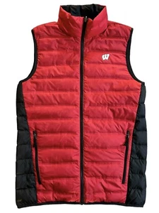WI BADGERS Columbia Down Vest Size SMALL 600 Fill Reversible UW Madison Game Day - Picture 1 of 11
