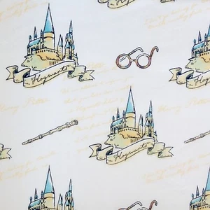 HARRY POTTER Hogwarts Licensed Cotton Fabrics White Hogwarts Castle Crest HP1