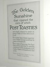 1920 Post Toasties advertisement, Postum Cereal Co., corn flakes