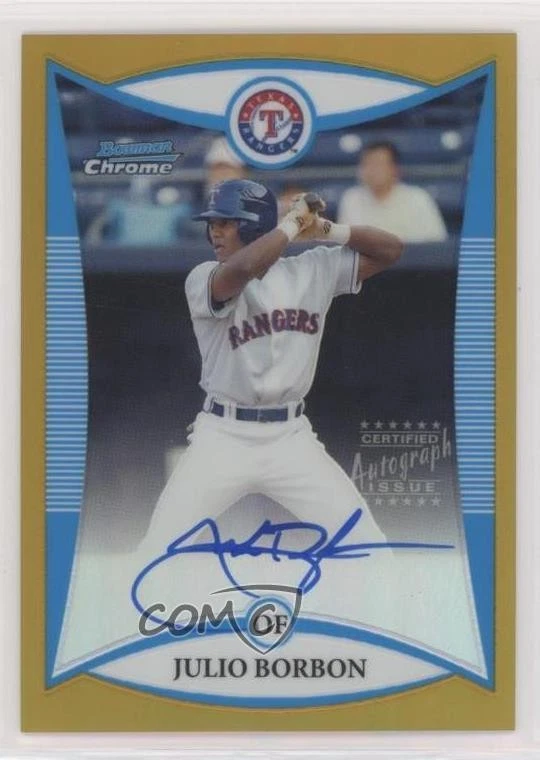 2008 Bowman Chrome Prospects Gold Refractor /50 Julio Borbon Rookie Auto RC - Image 1 of 2