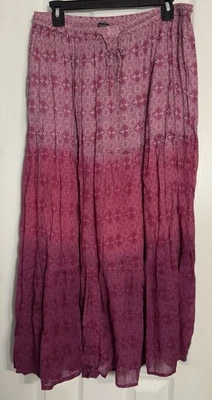 Maxi Falda Jane Ashley Rosa Ombre Cintura/Corbata Elástica, Campesina, Fluida, Forrada, 2X Foto 1 de 4