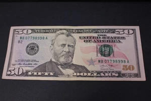 2013 $50 US Dollar Bill-"89"repeater/reverse repeater, "98998", in Serial Number - Picture 1 of 3
