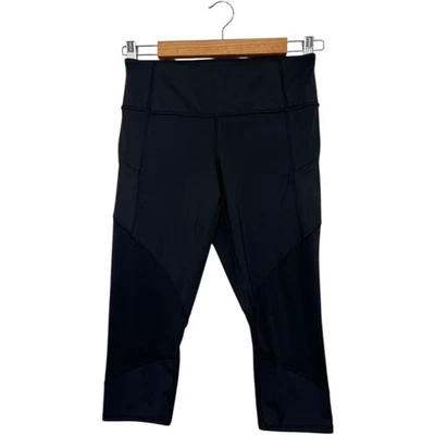 Athleta Mesh Contender Capri Womens Small P Black Mesh Panel Cropped Legging Gym - Image 1 of 4