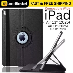 Leather Case For iPad A16 Air 11, 13 inch M3 2025 Flip Stand Cover 360° Rotating - Picture 1 of 17