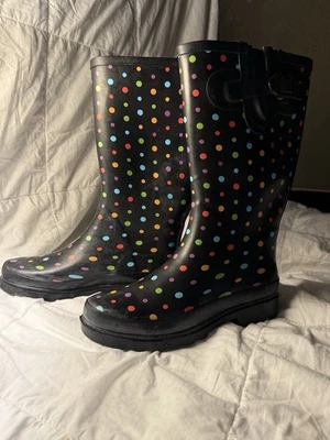 BOTAS DE LLUVIA WESTERN CHIEF NEGRAS Y MULTICOLORES LUNARES TALLA 6 Foto 1 de 4