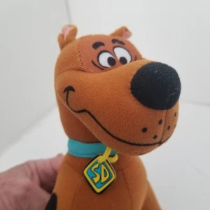 Sitting Smiling Scooby Doo Plush 8” Tall with Dog Tag  Tail Silly Eyes - Picture 1 of 7