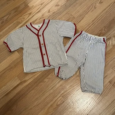 Vintage 60s 70s Corn Cobber Striped Black & White Heavy Cotton 2 Pc Outfit Sz 7 - Image 1 of 4