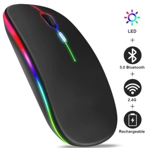 Rechargeable RGB Bluetooth Wireless Mouse for iPad, PC, Laptop, Tablet, 2.4GHz - Picture 1 of 20