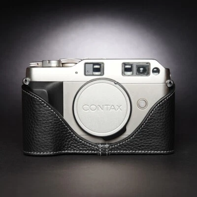 Funda protectora de cuero genuino hecha a mano para media cámara para Contax G1 para Contax G2 Foto 1 de 4