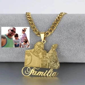 Personalized Photo Name Tag Necklace Custom Jewelry Pendant Valentine's Day Gift - Picture 1 of 10