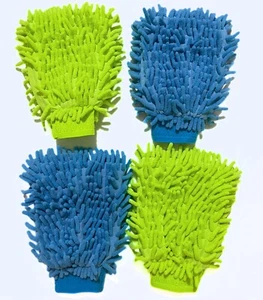 Microfiber Gloves Mitt Car Wash Chenille Blue Yellow Cleaning Lot (Pack of 32) - Picture 1 of 8
