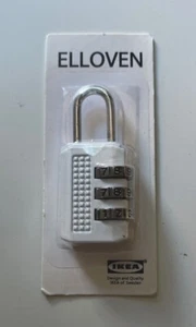 Neu IKEA ELLOVEN Kombination Stahl Vorhängeschloss Bügelschloss 3-stellig [weiß] 104.921.96 - Bild 1 von 1