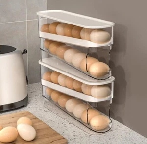 Auto Rolling Fridge Egg Organizer Space Saving Eggs Dispenser Refrigerator NEW - Picture 1 of 7