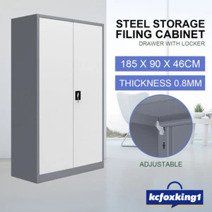 185cm Filing File Cabinet Metal Locker Storage Steel Stationary Cupboard Dark GY - Picture 1 of 12