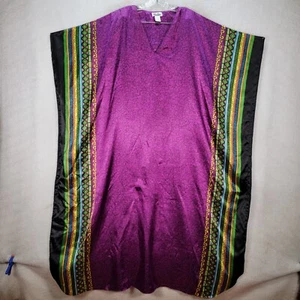 Abito donna viola raso tribale africano retrò floreale caftano maxi winlar taglia OS - Foto 1 di 17