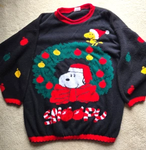 Vintage Snoopy & Friends Weihnachtspullover mit Snoopy und Woodstock Gr. 20W - Bild 1 von 3