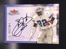 2000 Fleer Autographics  Emmitt Smith Silver #d/250 On Card Auto Dallas Cowboys