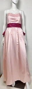 Mike Benet Formals Dress Big Bow Pink Strapless Satin Full Prom Gown Women’s 8 - Picture 1 of 15