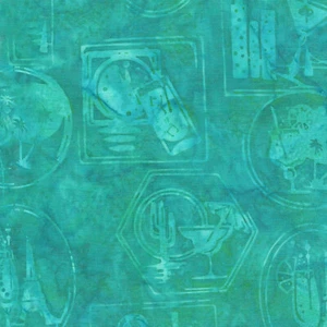 CHEERS! COASTERS in TEAL Parakeet ~ by Island Batik ~ Cocktails Around the World - Picture 1 of 1