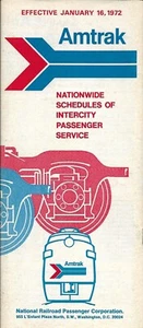Railroad Timetable - Amtrak - 16/01/72 - Picture 1 of 1