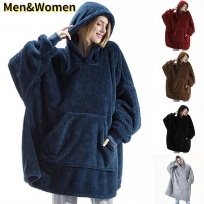  Winter Warm Hoodies Blanket with Sleeves Oversized Women /Men Pullovers Thicken - Image 1 of 4