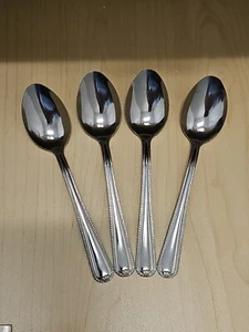 Gibson BEAD Stainless 18/0 Beaded (4) Small Soup Dinner Cereal Spoons Silver - Picture 1 of 3