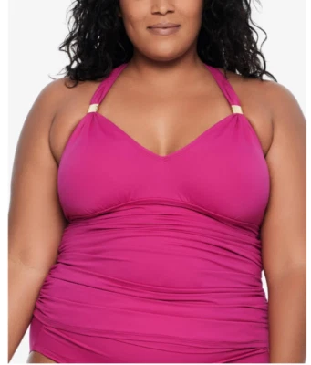 Camiseta de natación Ralph Lauren Plumeria control de barriga halter tankini talla grande 20W 12089 Foto 1 de 3