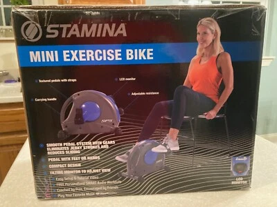 Stamina Adjustable Mini Exercise Bike with Smooth Pedal System NEW NIB Blue - Image 1 of 3